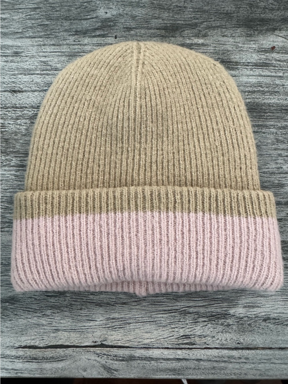 Anthropologie Reversible Beanie Hat Pink Beige Maeve Hat Womens #NE304